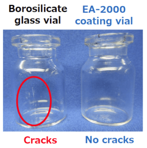 Vials treated with fluorinated resin coating.