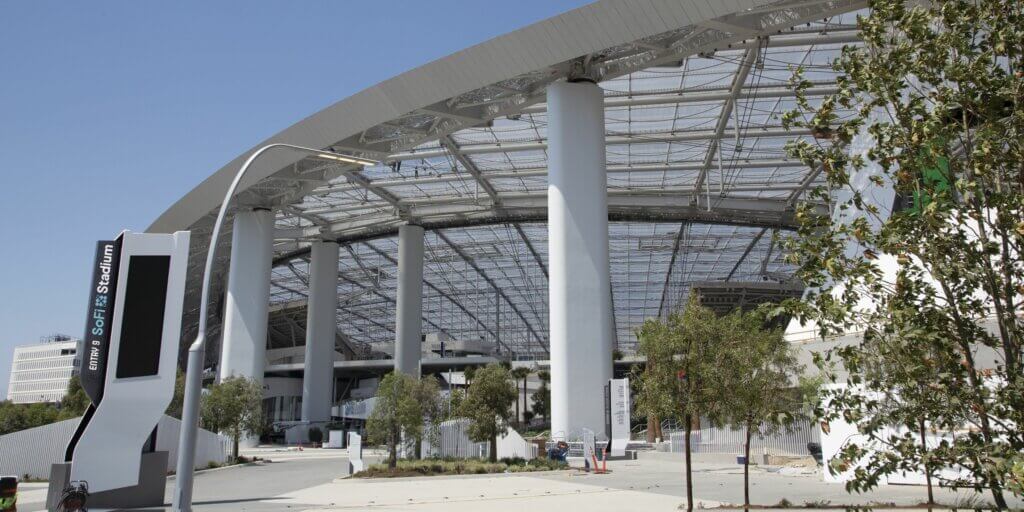 Sofi stadium in Los Angeles covered with coatings formulated with fluoroethylene vinyl ether (FEVE) resins provides outstanding weatherability and longevity.