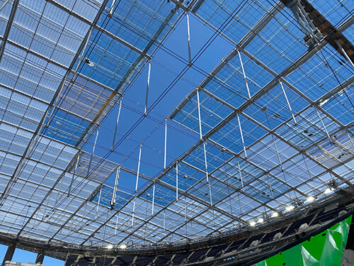 Fluon ETFE film covering Sofi Stadium’s state-of-the-art roof.